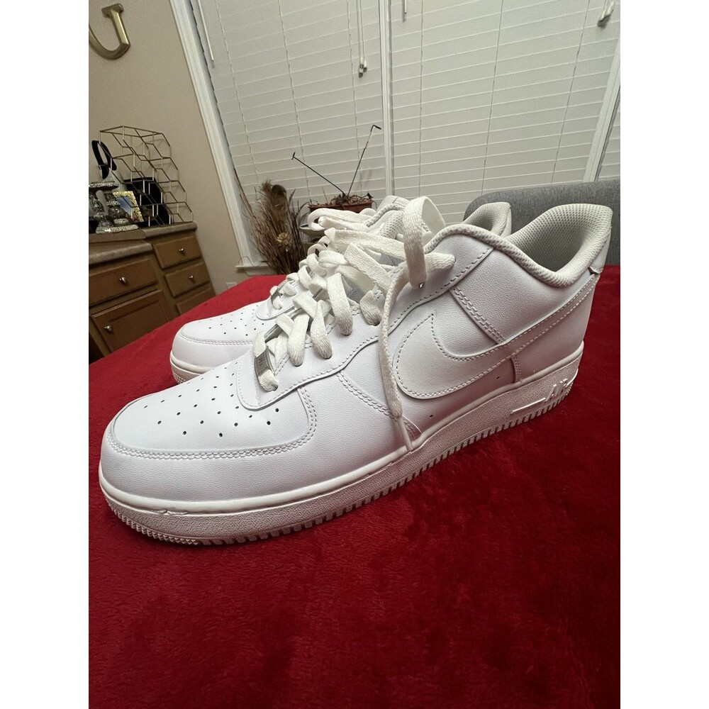 Nike Men's Air Force 1 Triple White Athletic Sneakers (CW2288-111) Size 15 Shoes